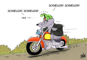 Uli Stein Becher "Schneller, Schneller"