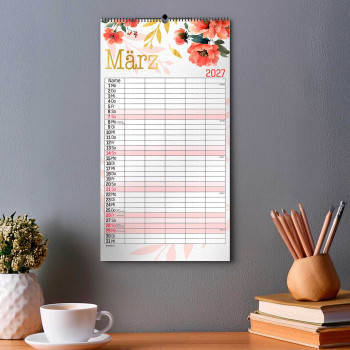 Floral Klassik Familienkalender 2027