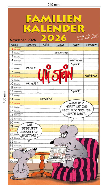 Uli Stein Familien Kalender 2026