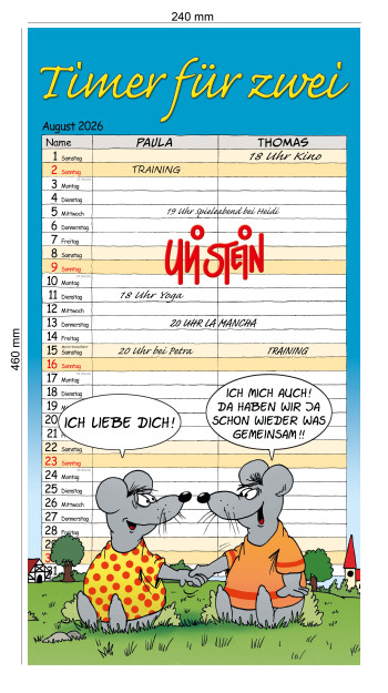 Uli Stein Timer für Zwei Kalender 2026