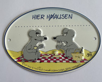 Blechschild oval  "Hier Hausen"