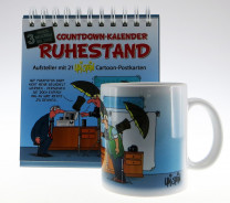 Uli Stein Countdown Kalender Set Ruhestand, Kalender + Becher