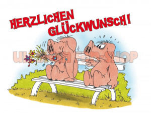 Postkarte Herzlichen Glückwunsch, Schweine