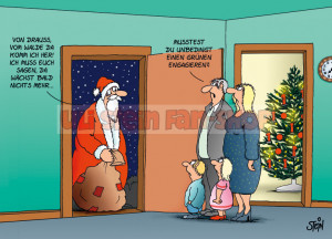 Postkarte Weihnachten / Grüner Weihnachtsmann