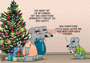 Postkarte Weihnachten / Akku aufladen