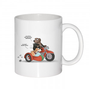 Becher "Du musst besser zielen" Hund Motorrad