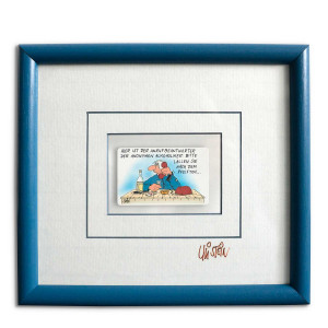 "Telefonkarte im Bilderrahmen"  Handsigniert von Uli Stein