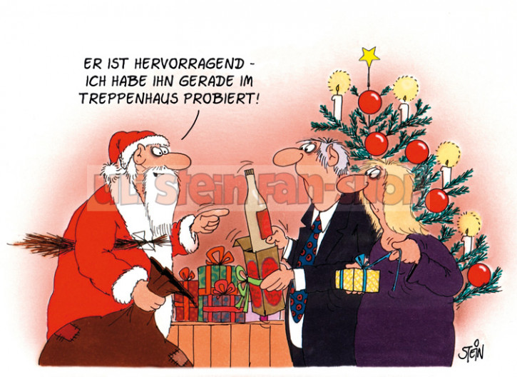 Postkarte Weihnachten / Im Treppenaus probiert