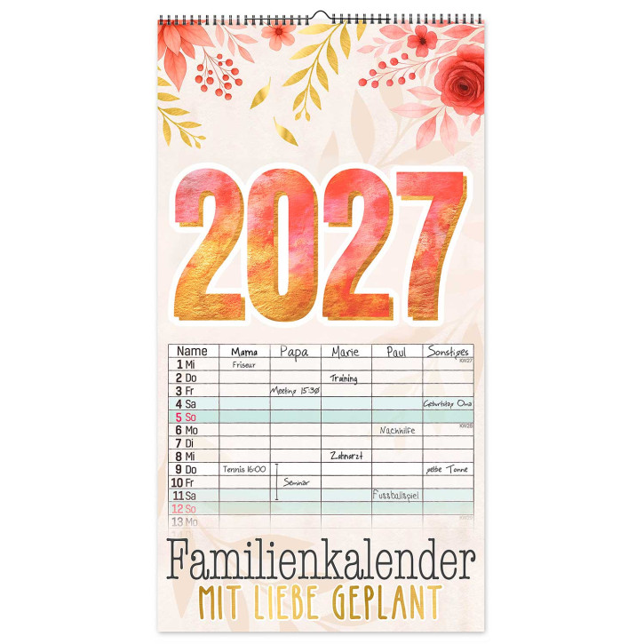 Floral Klassik Familienkalender 2027