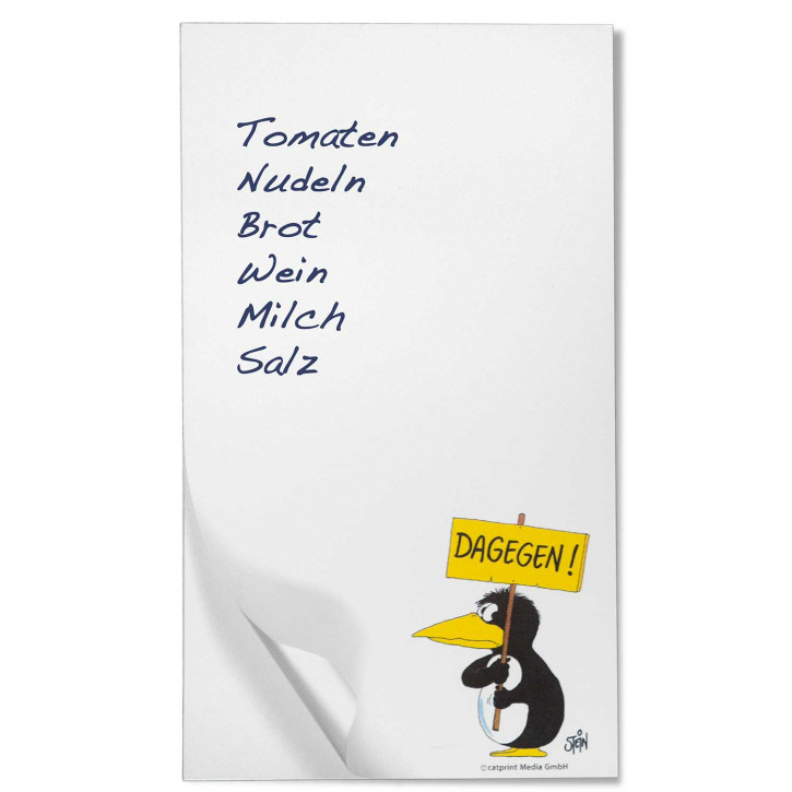 Uli Stein Magnetblock Pinguin Dagegen - Küchenblock - Kühlschrankblock mit 40 Seiten und einem Magnet -Notizblock