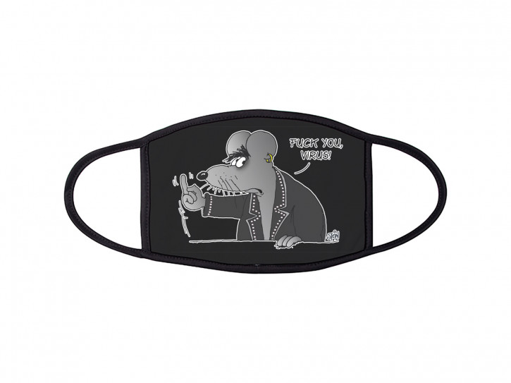 Maske schwarz "Fuck you, Virus" large