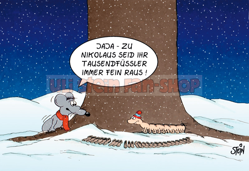 Postkarte Weihnachten /Nikolaus Tausenfüssler