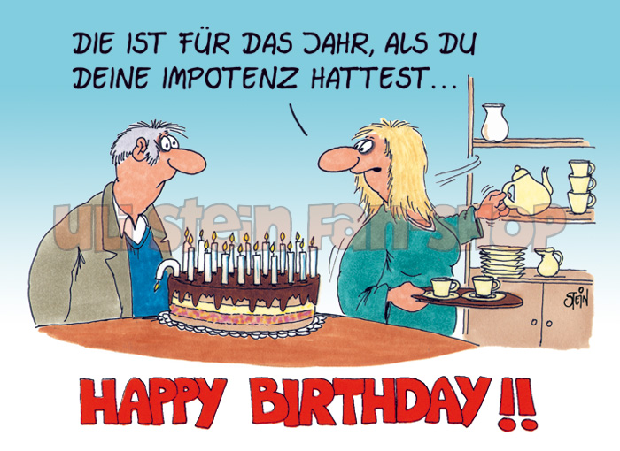 Postkarte Happy Birthday, Impotenz