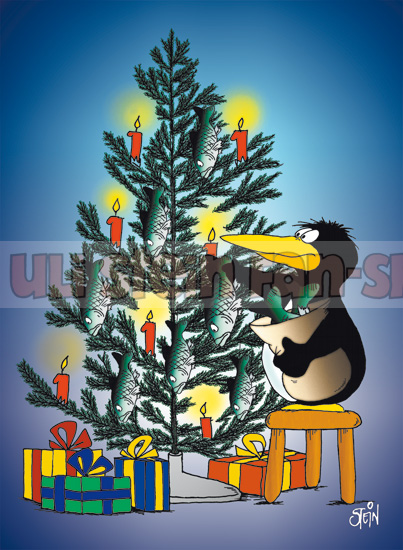 Postkarte Weihnachten / Baumschmuck Pingi