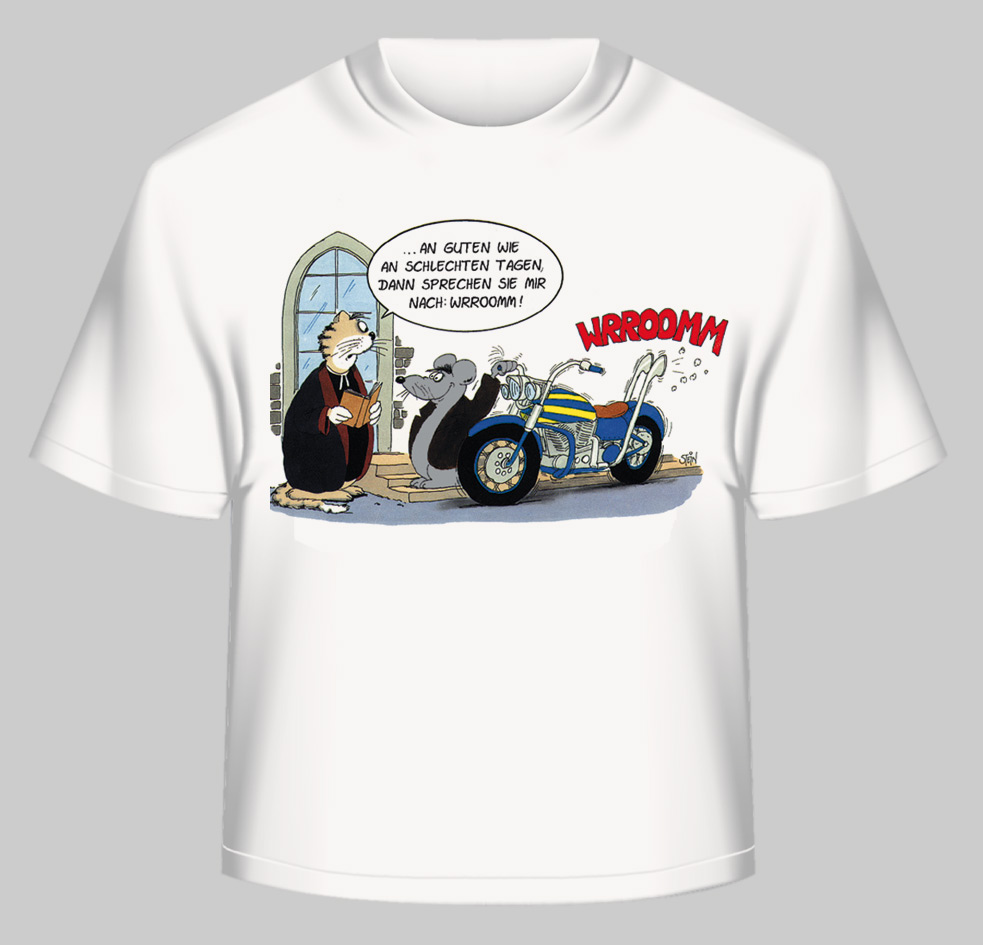 Uli Stein T-Shirt weiss "Wrroomm" Motorrad Größe: S